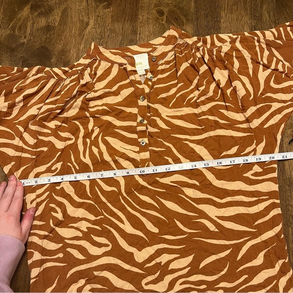 Anthropologie Maeve Windham Zebra Stripe Tunic in Cedar Orange Size Small - Picture 6 of 11